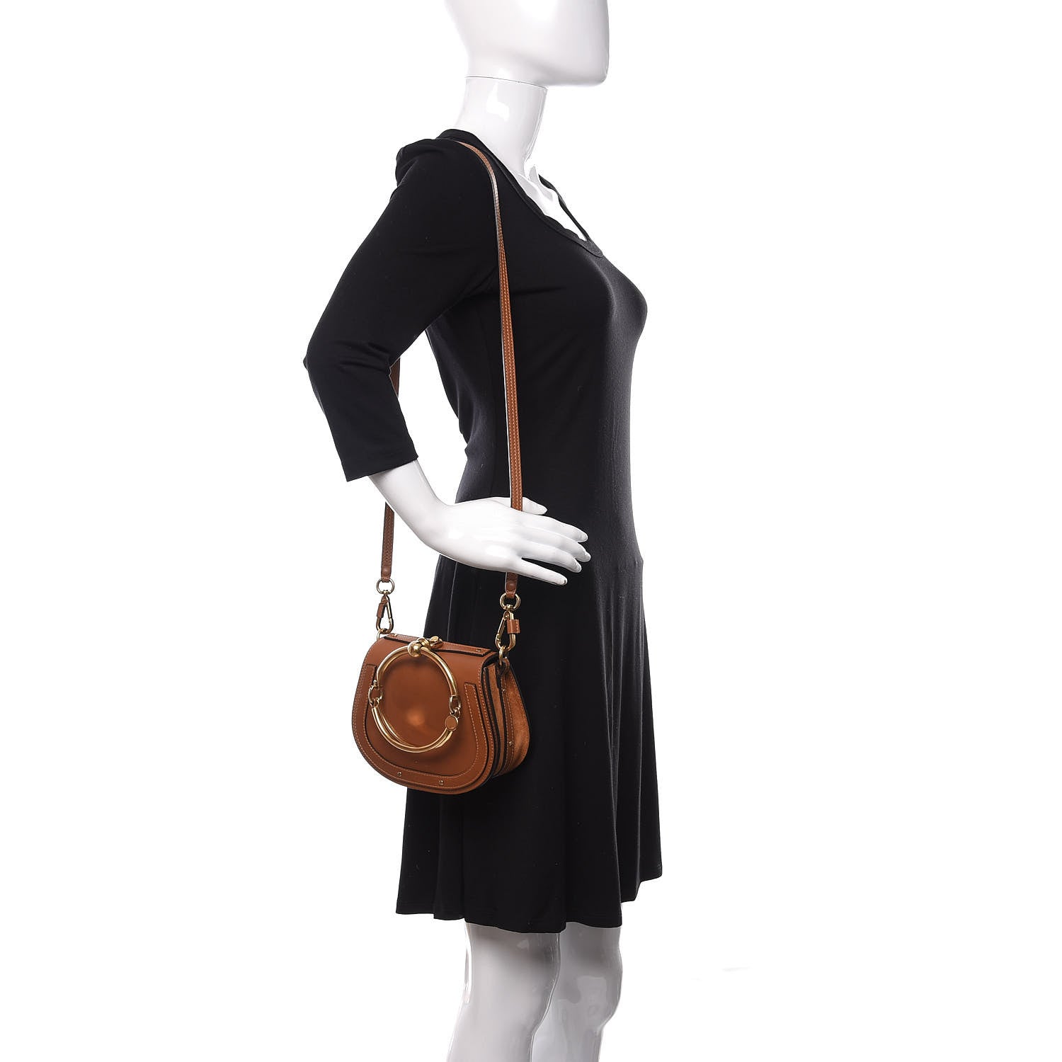 Chloe Calfskin Suede Small Nile Bracelet Bag Caramel 2 of 9
