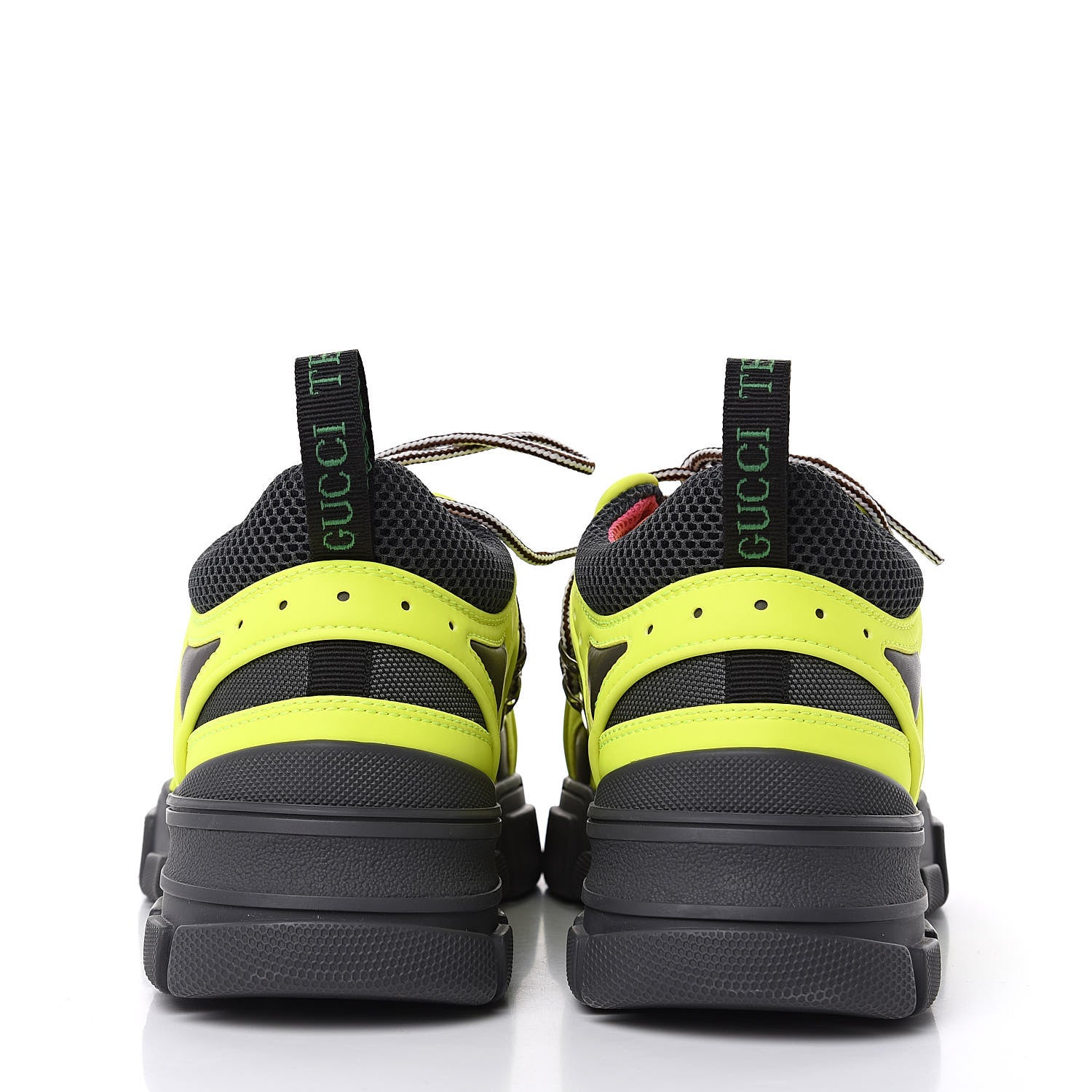 Gucci X SEGA Mesh Technical Canvas Calfskin Reflective Mens Flashtrek Sneakers 7.5 Neon Yellow Lotus 5 of 7
