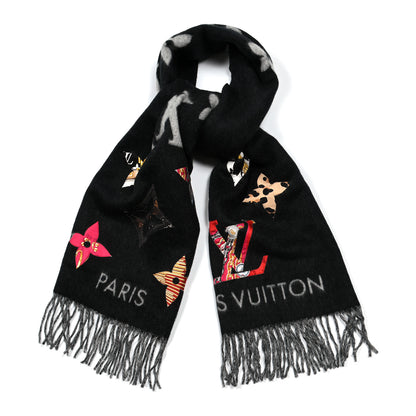 Louis Vuitton Cashmere Monogram Reykjavik Scarf Black 1 of 4