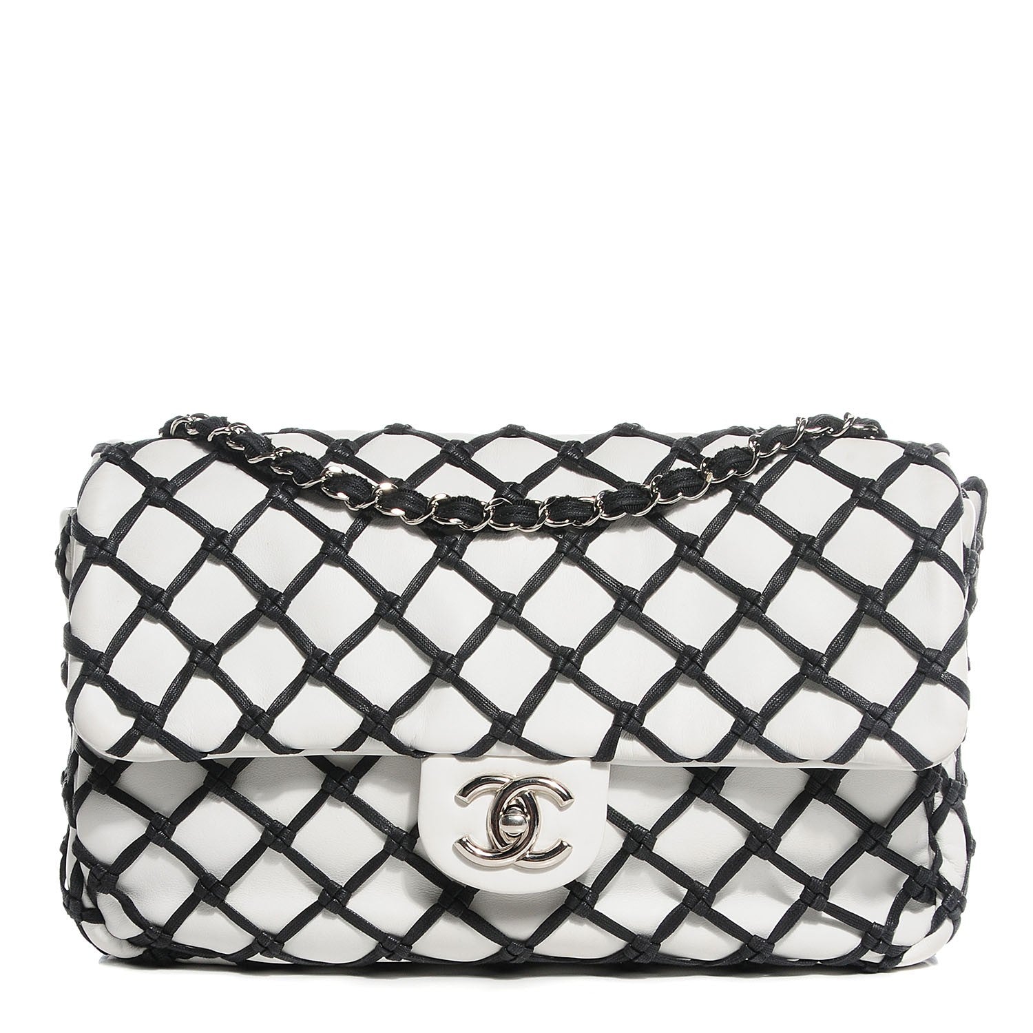 Chanel Calfskin Canebiers Medium Net Flap White 1 of 8