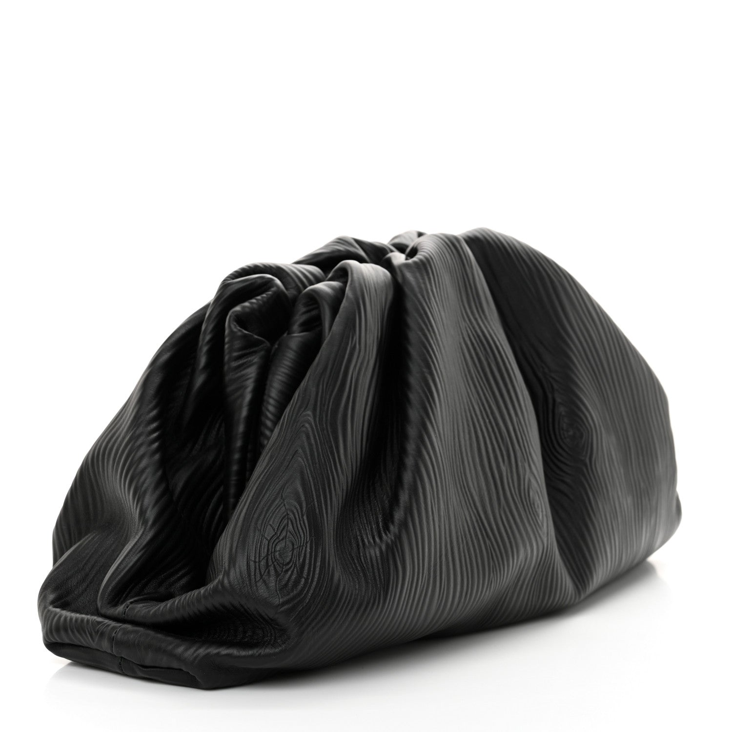 Bottega Veneta Bark Calfskin Embossed The Pouch Oversized Clutch Black 3 of 11