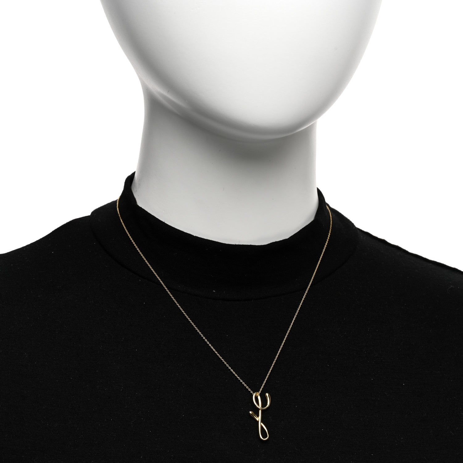 Tiffany 18K Yellow Gold Elsa Peretti Letter Y Pendant Necklace 2 of 4