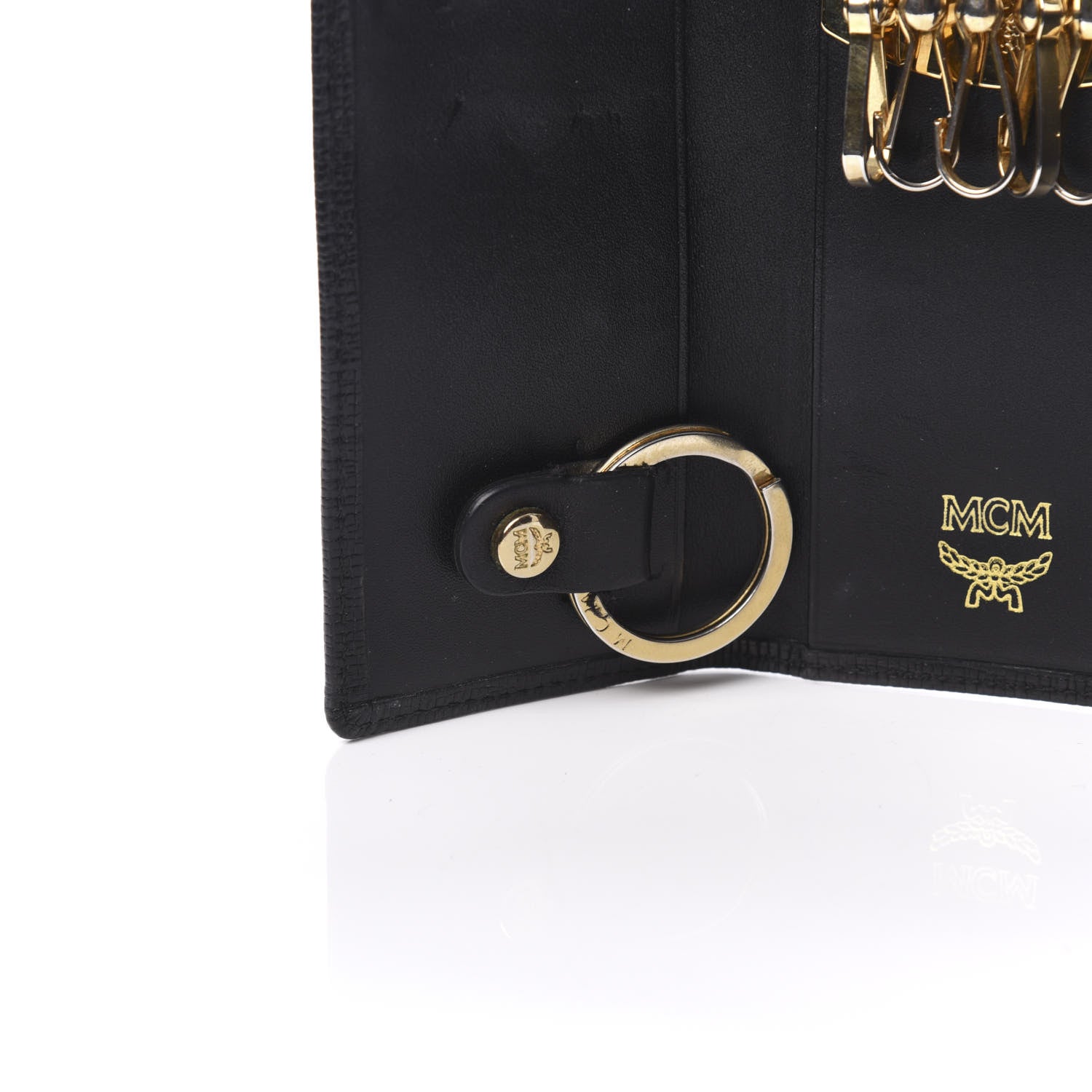 MCM Saffiano Logo Studded 6 Key Holder Black 7 of 8