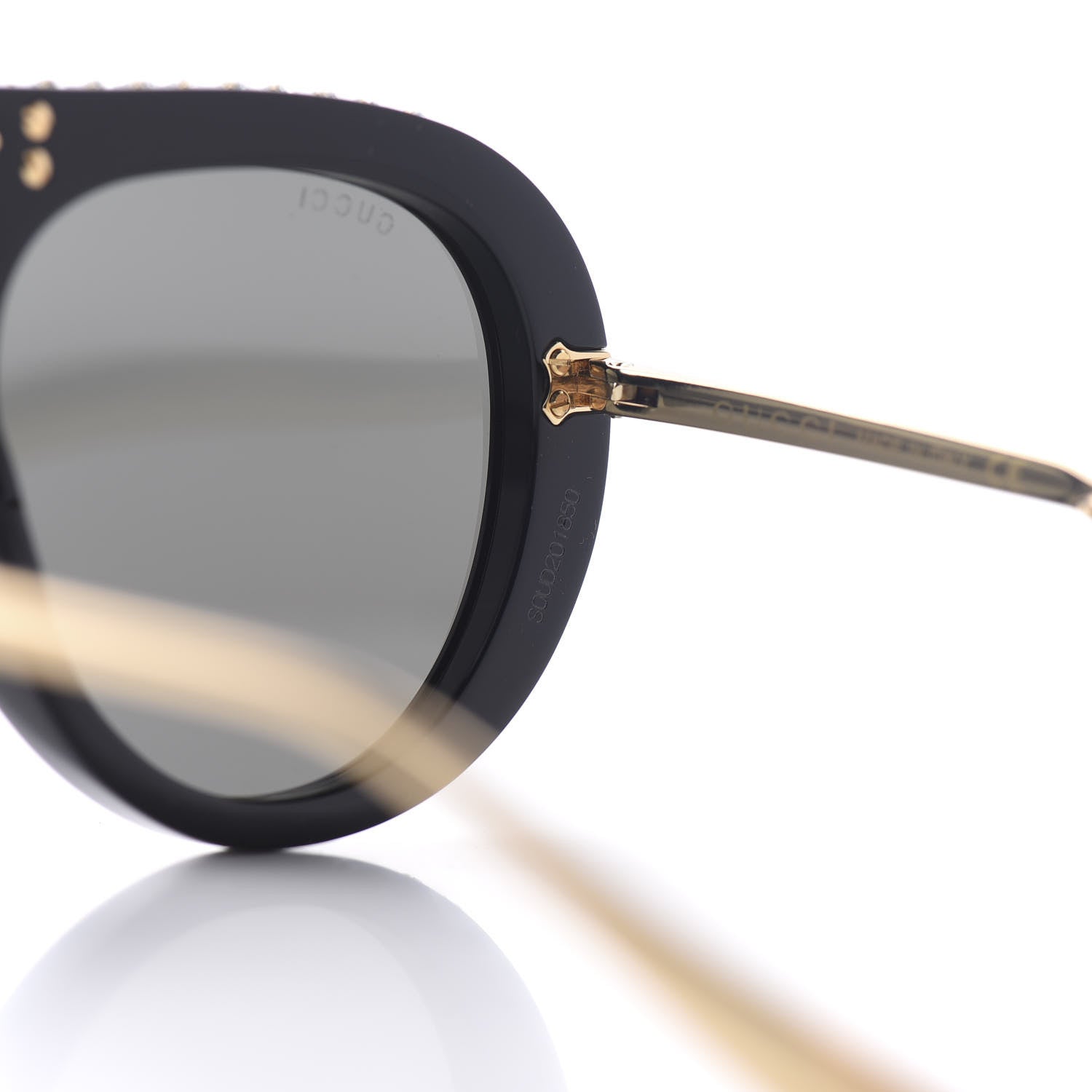 Gucci Acetate Crystal Foldable Aviator Sunglasses GG0307S Black 8 of 9