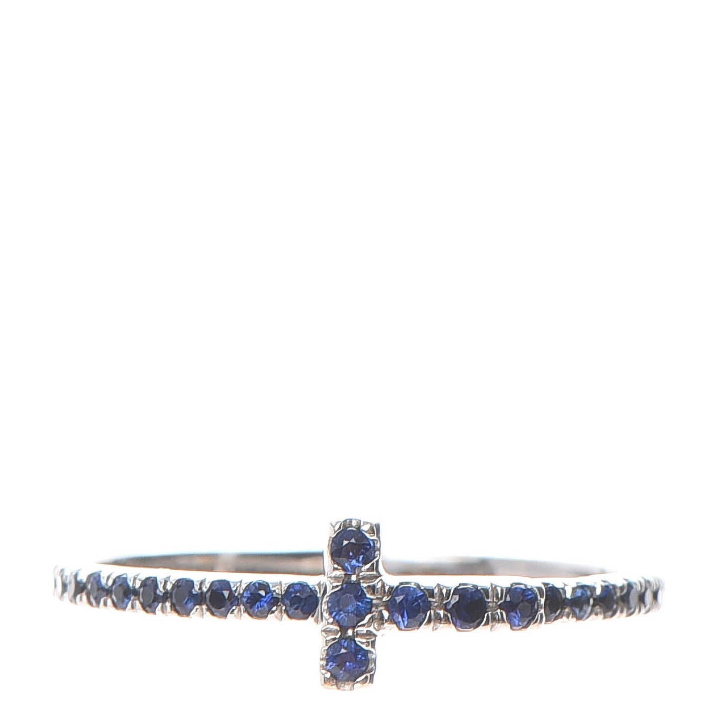 18K White Gold Blue Sapphire Tiffany T Wire Band Ring