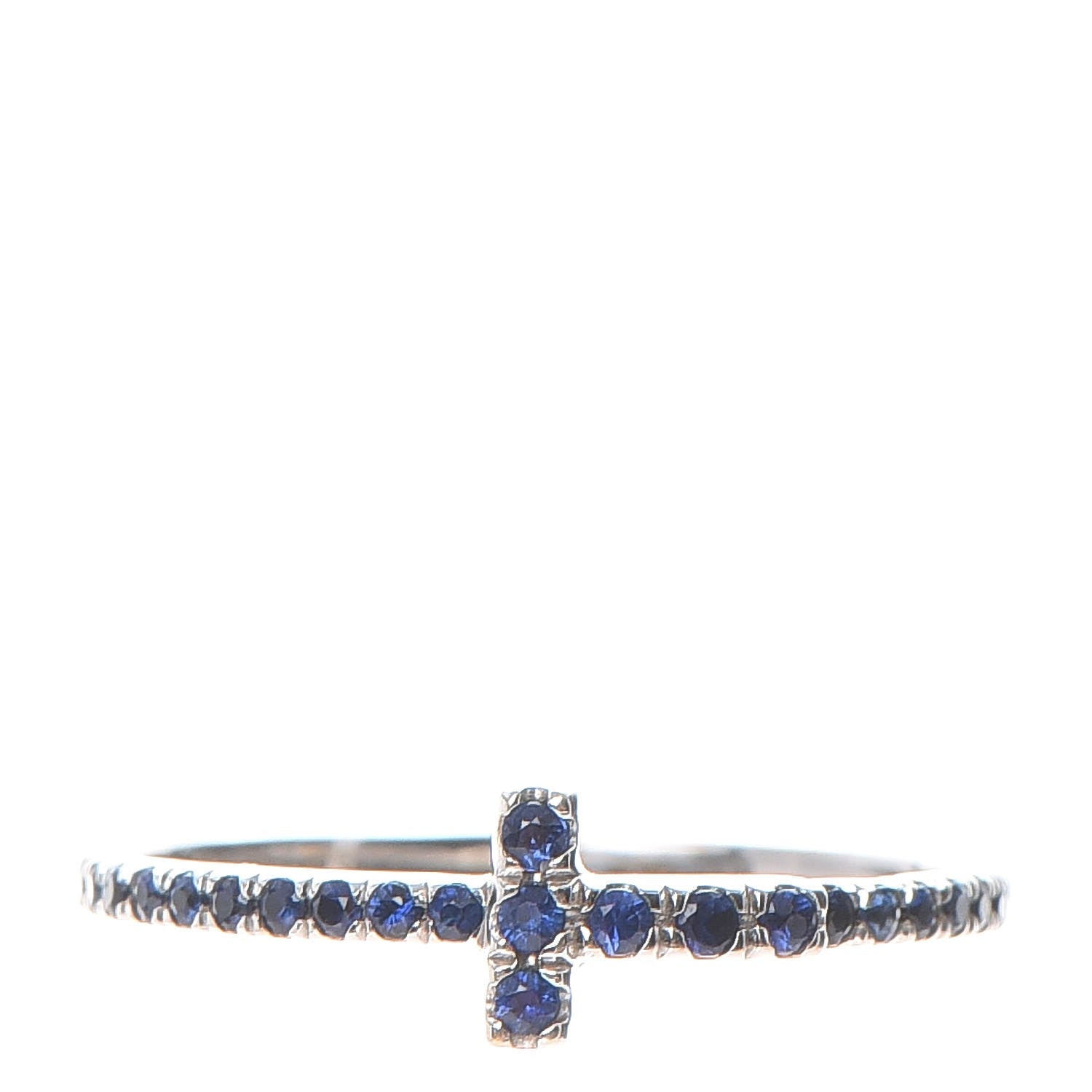 Tiffany 18K White Gold Blue Sapphire Tiffany T Wire Band Ring 1 of 4
