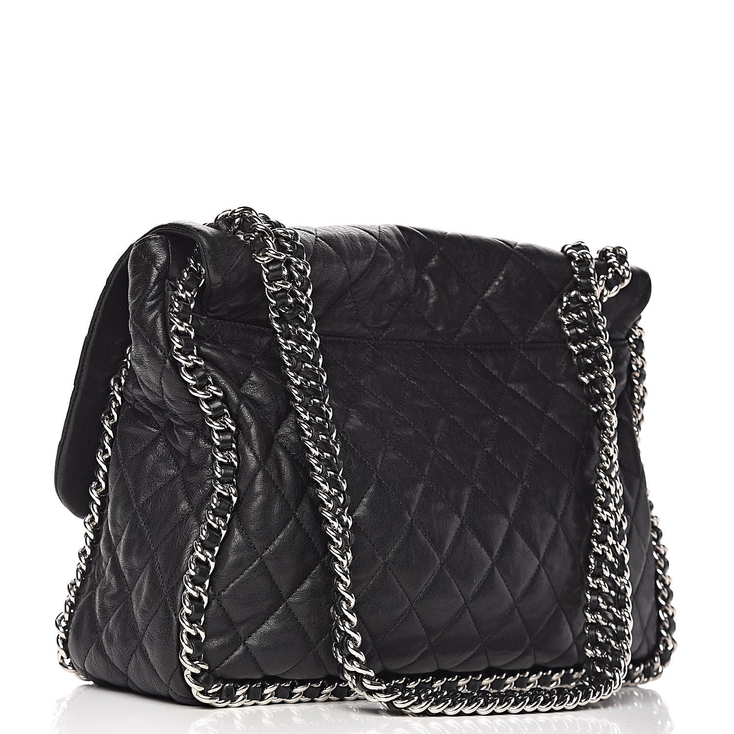 Chanel Washed Lambskin Quilted Maxi Chain Around Flap Black 3 of 13