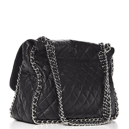 Chanel Washed Lambskin Quilted Maxi Chain Around Flap Black 3 of 13