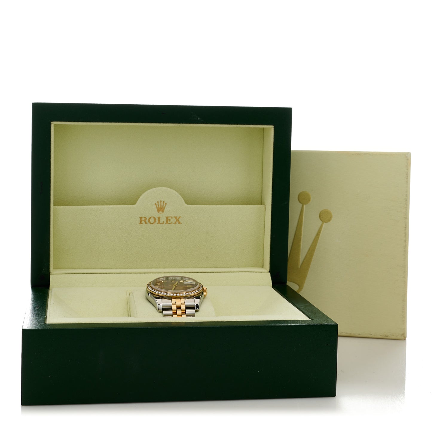 Stainless Steel 18K Yellow Gold Diamond Black Mother of Pearl 36mm Oyster Perpetual Datejust Watch 116243