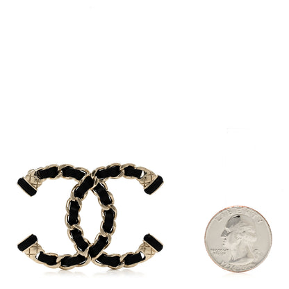 Chanel Lambskin Chain CC Brooch Black Gold 2 of 5
