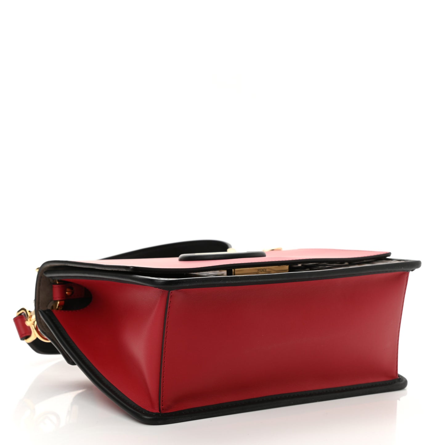 Vitello Century F is Fendi Bi-Color FF 1974 Embossed Kan I Shoulder Bag Fragola Maya Black