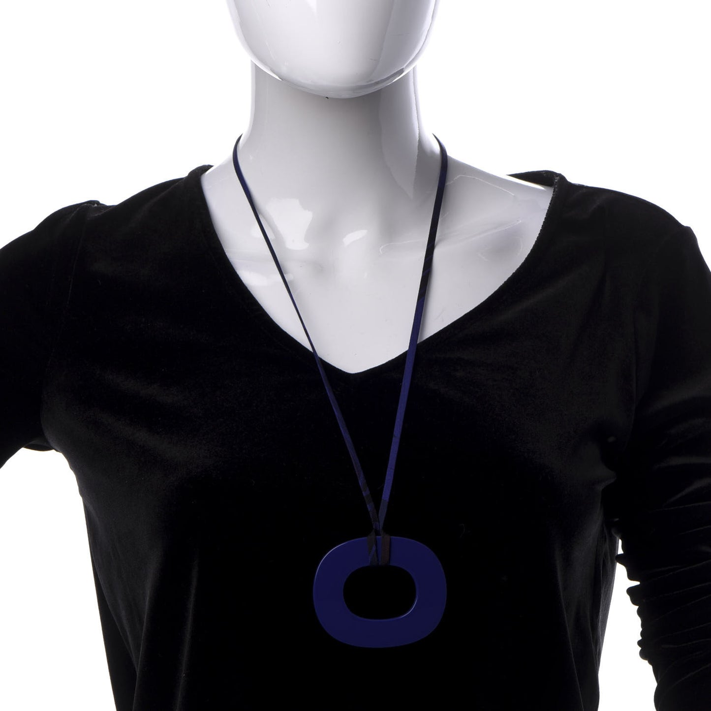 Lacquered Buffalo Horn Small Dip Dye Pendant Necklace Bleu Imperial