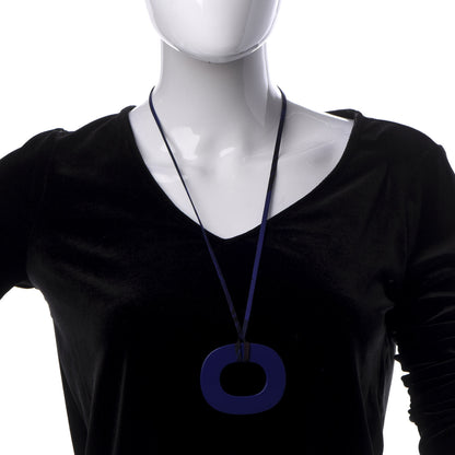 Hermes Lacquered Buffalo Horn Small Dip Dye Pendant Necklace Bleu Imperial 2 of 7