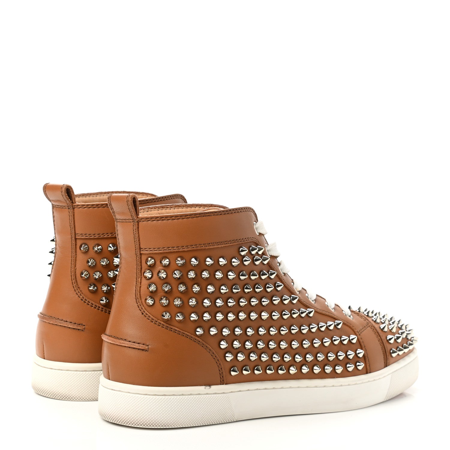 Christian Louboutin Calfskin Mens Lou Spikes Flat Sneakers 40 Brown 4 of 13