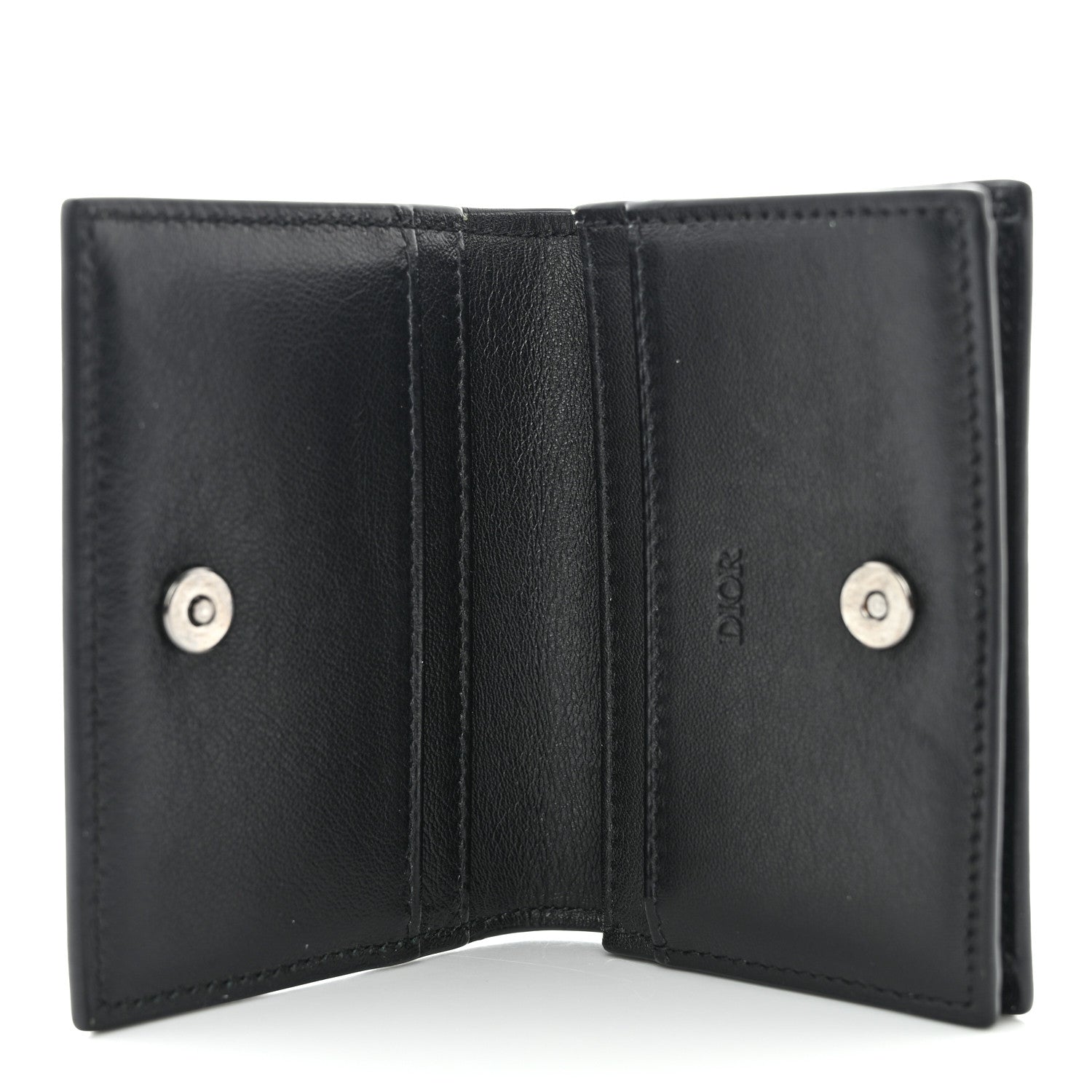 Christian Dior Coated Canvas CD Diamond Flap Card Holder Black
