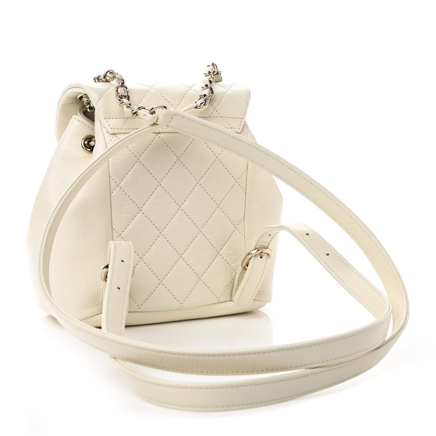 Chanel Glazed Aged Calfskin Quilted Small Duma Drawstring Backpack White 3 of 12