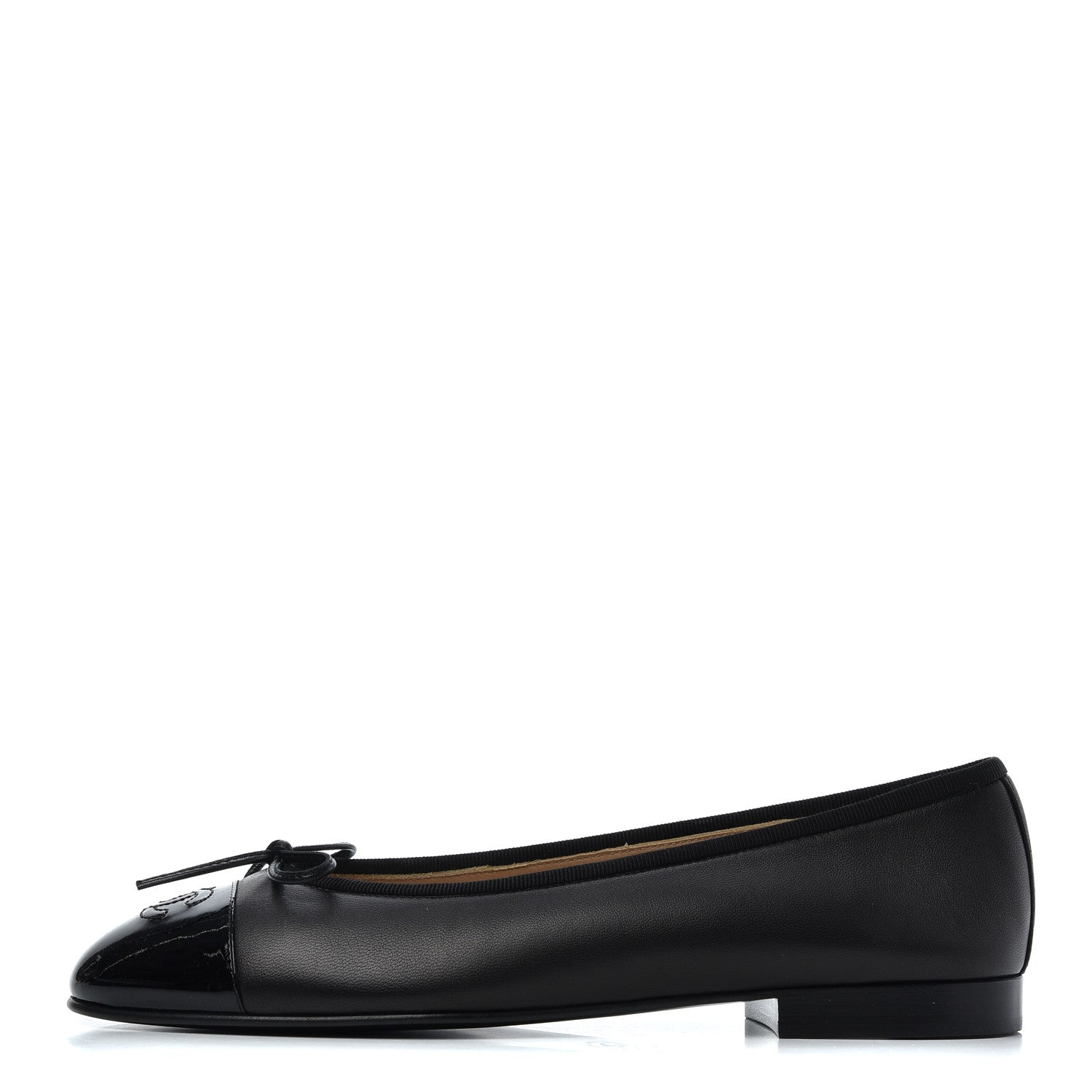 Chanel Lambskin Patent Calfskin CC Cap Toe Ballerina Flats 39 Black 1 of 16