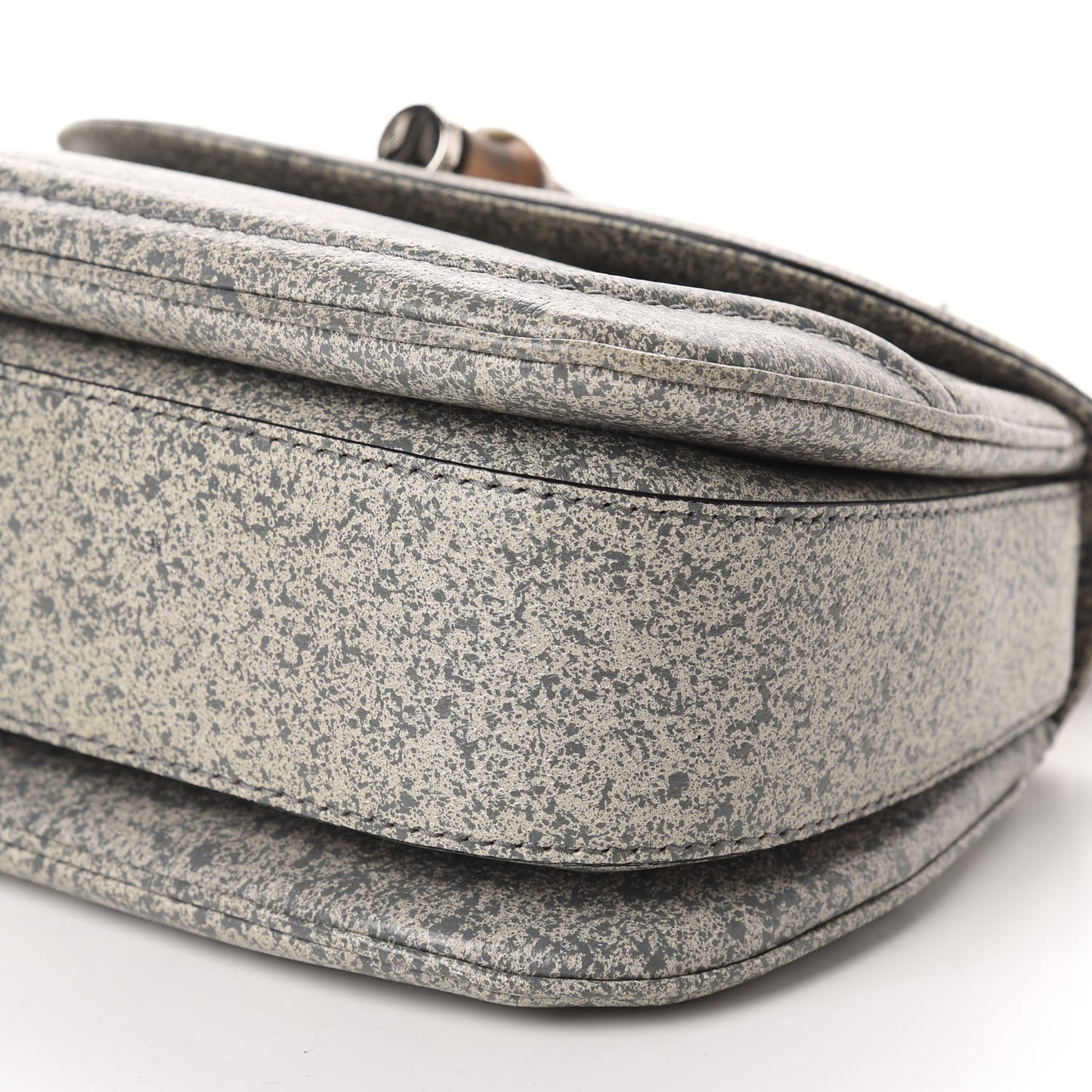 Calfskin Medium New Bamboo Top Handle Bag Grey White