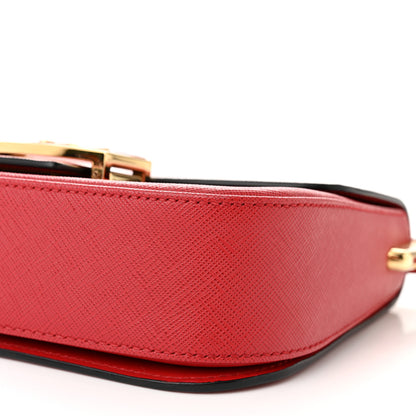 Prada Saffiano Lux Embleme Flap Shoulder Bag Fuoco 10 of 11
