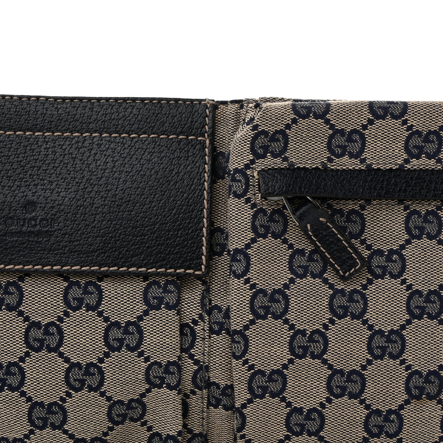GG Monogram Web Double Pocket Belt Bag Navy