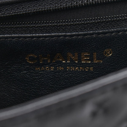 Chanel Lambskin Cross Stitch Small Coco Handle Flap Dark Black 8 of 10