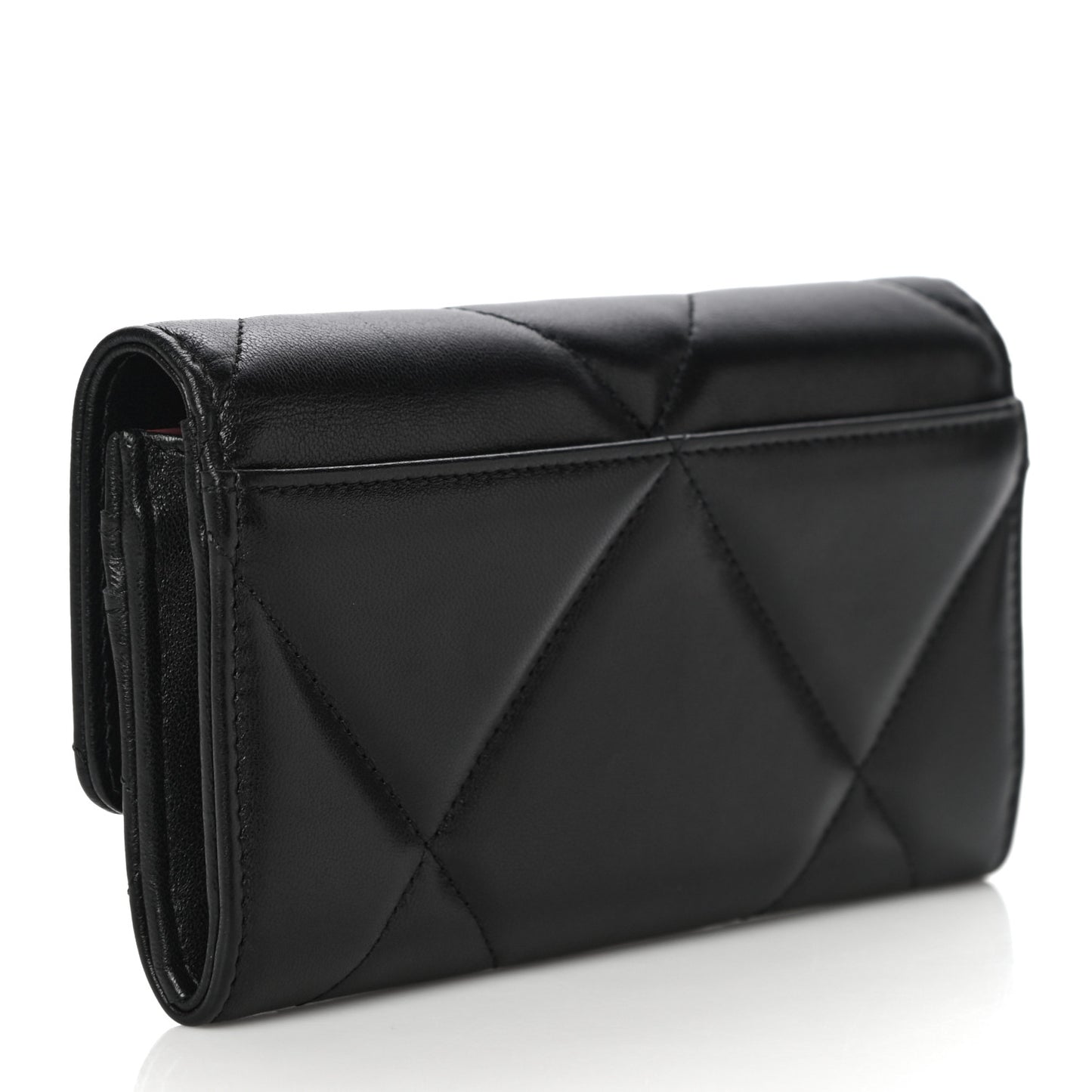 Lambskin Quilted Chanel 19 Flap Wallet Black