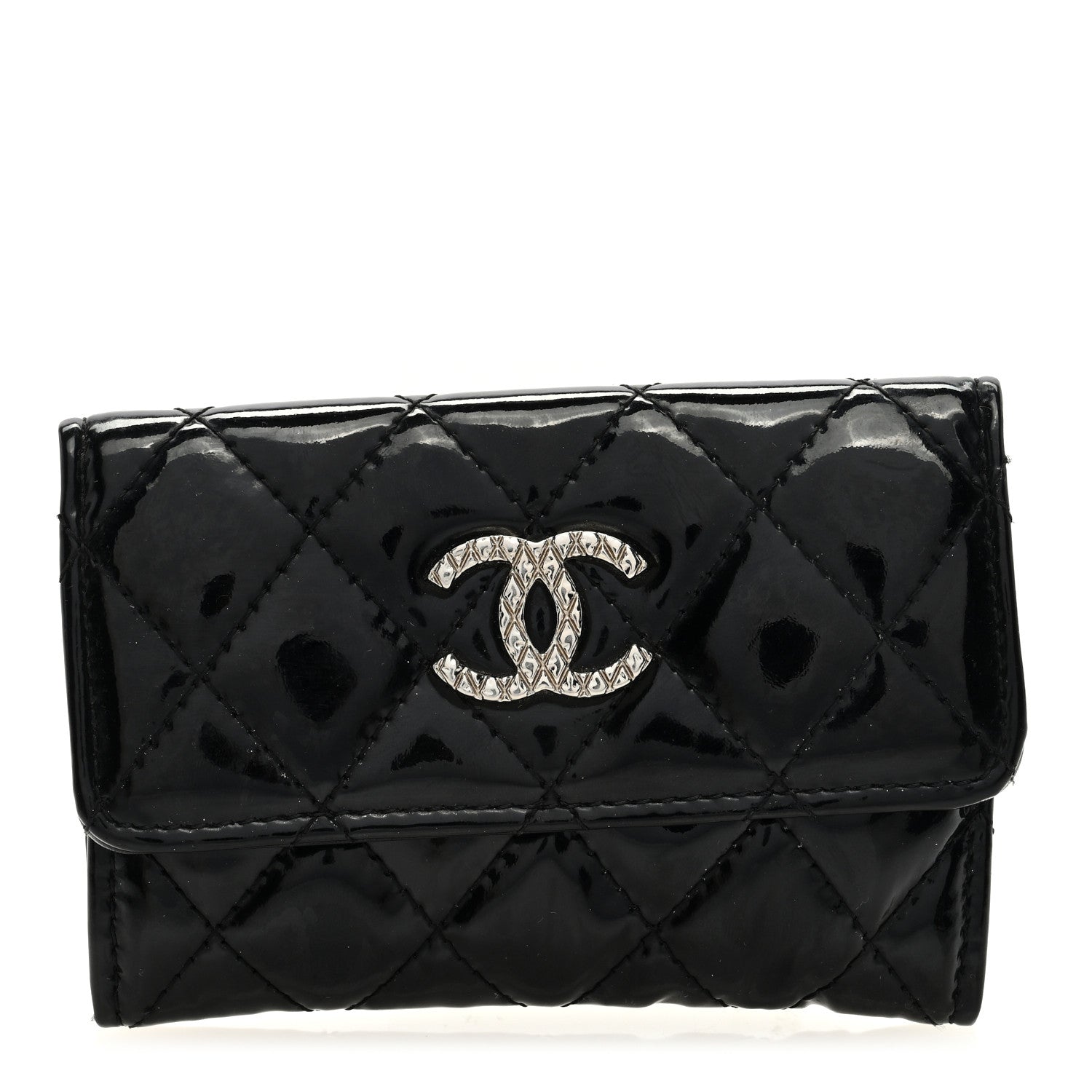 Chanel Patent Quilted Flap Card Holder Black 1 of 7