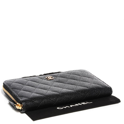 Chanel Caviar Quilted Large Gusset Zip Around Wallet Black 4 of 8
