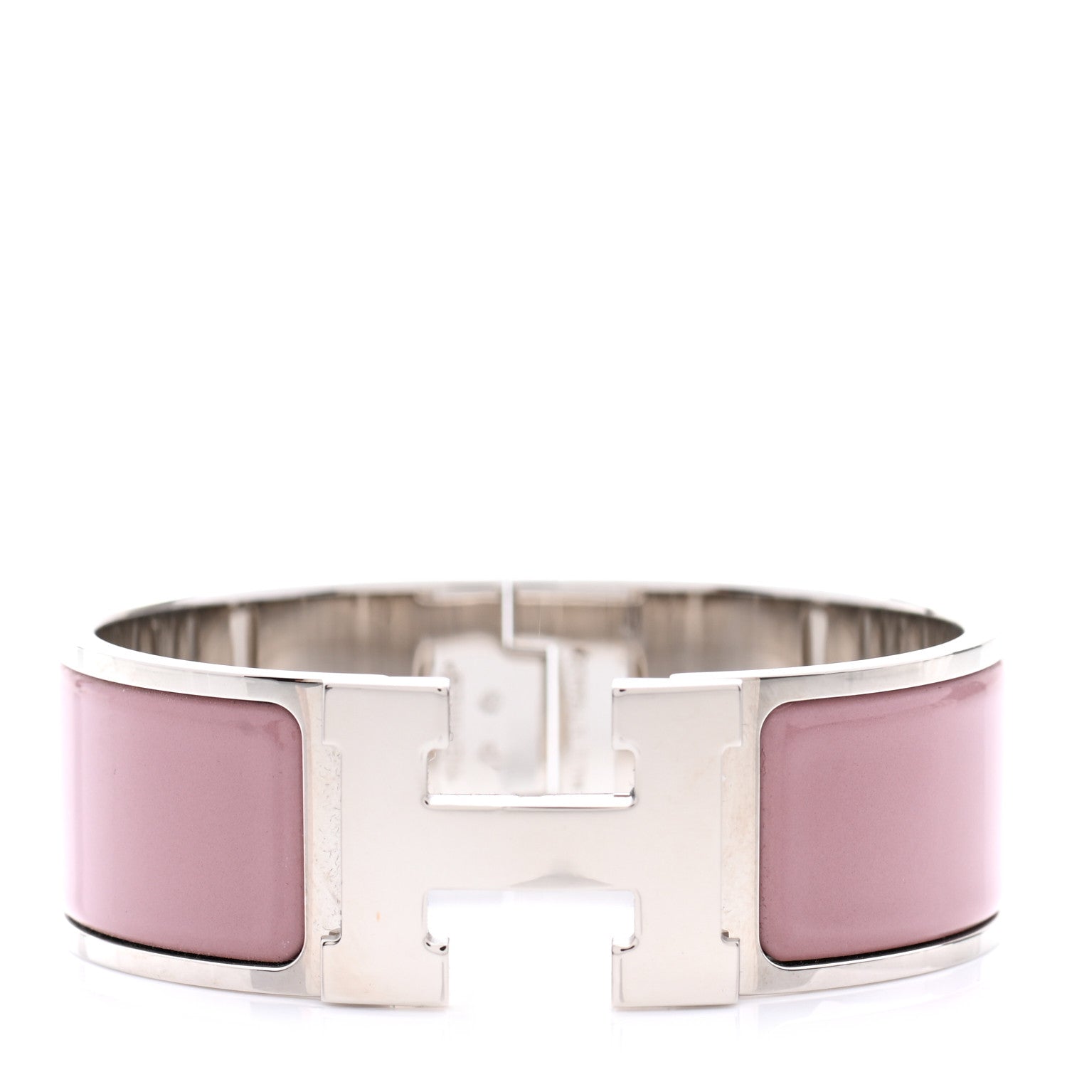 Hermes Enamel Wide Clic Clac H Bracelet PM Rose Poudre 1 of 8