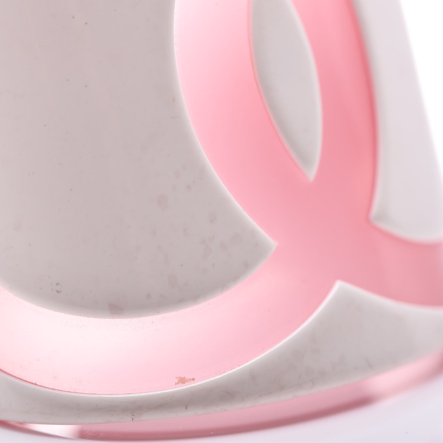 Chanel Resin CC Wide Cuff White Pink 7 of 8