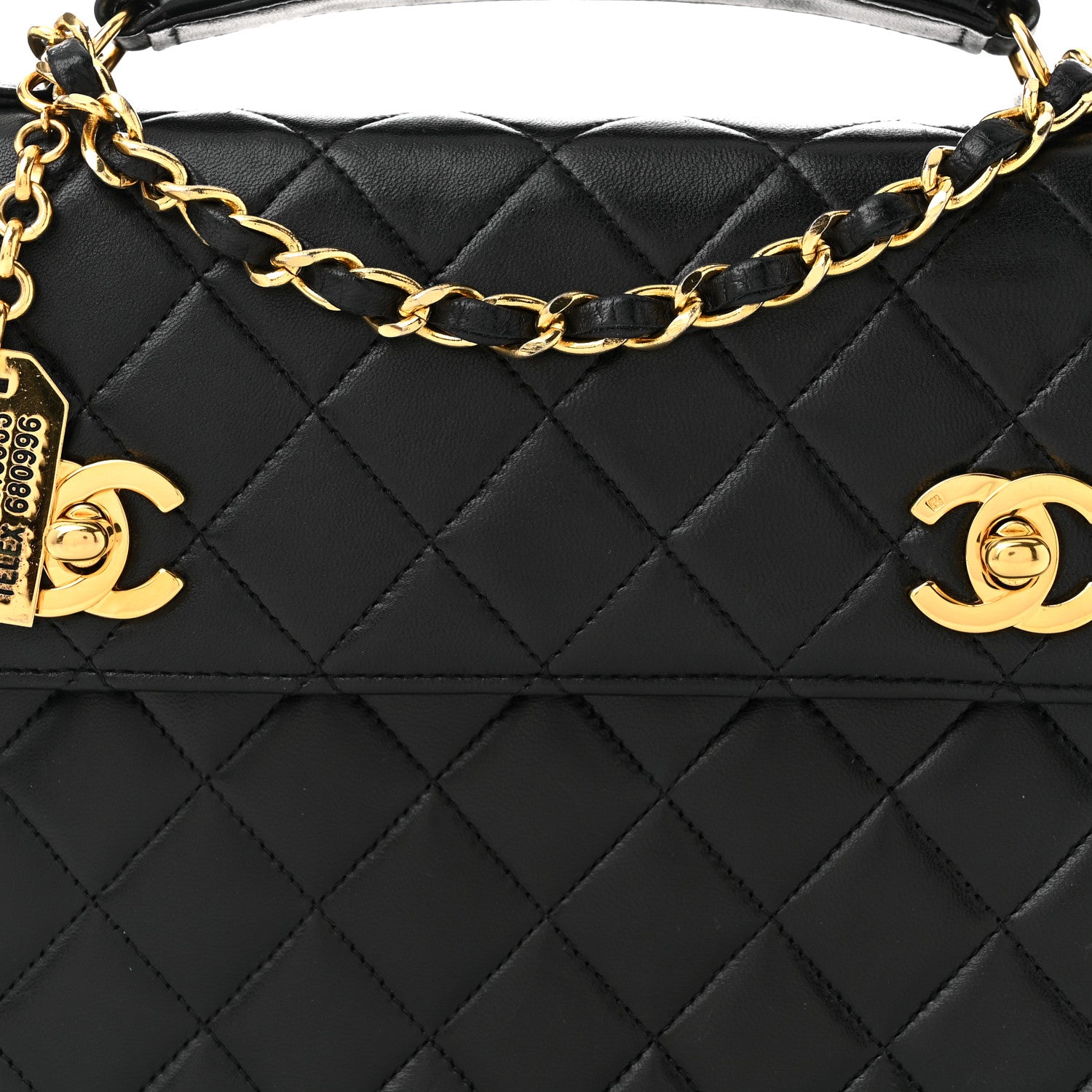 Chanel Lambskin Quilted Briefcase Satchel Black 8 of 10