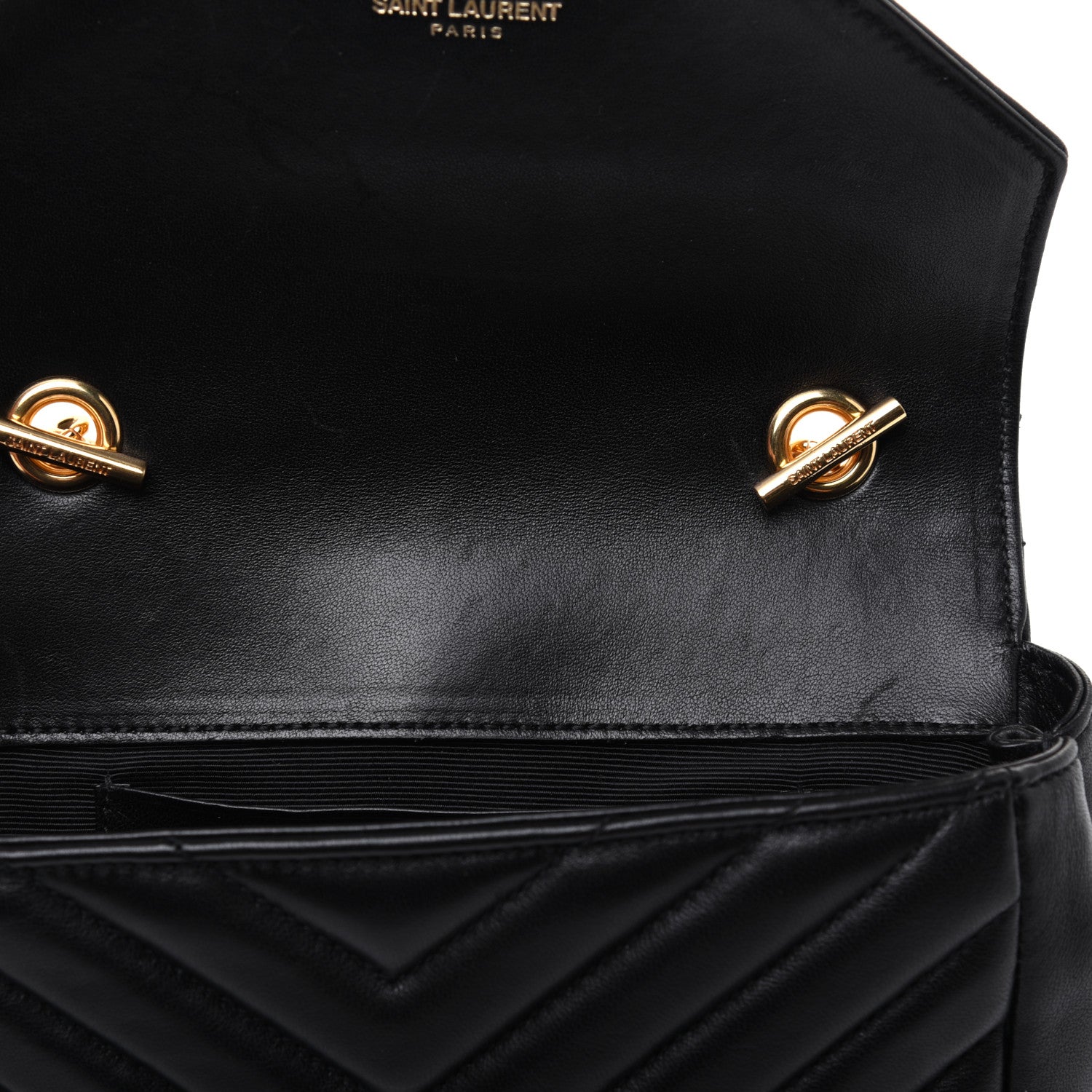 Saint Laurent Sheepskin Matelasse Chevron Monogram Classic Baby Chain Bag Black 11 of 16