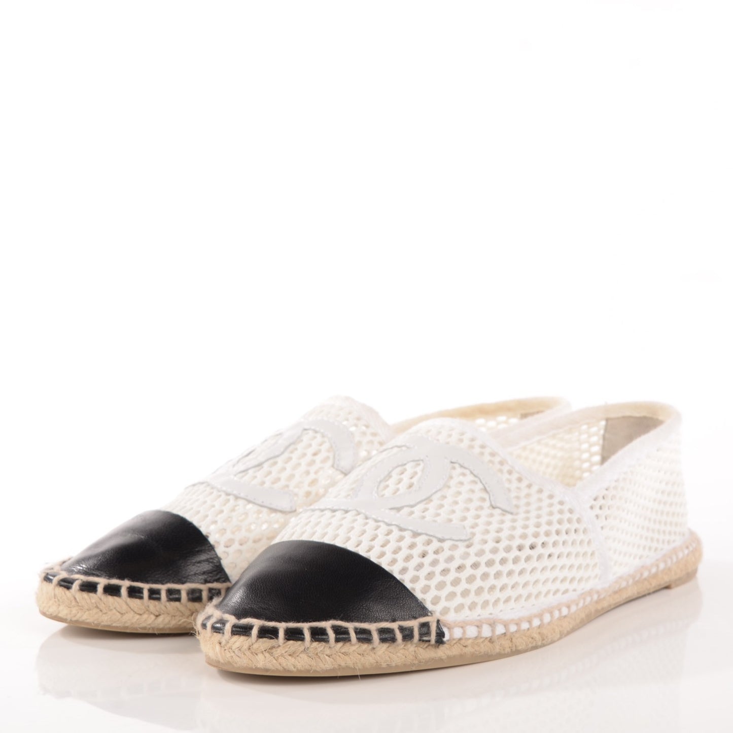 Mesh Lambskin Espadrilles 39 White Black