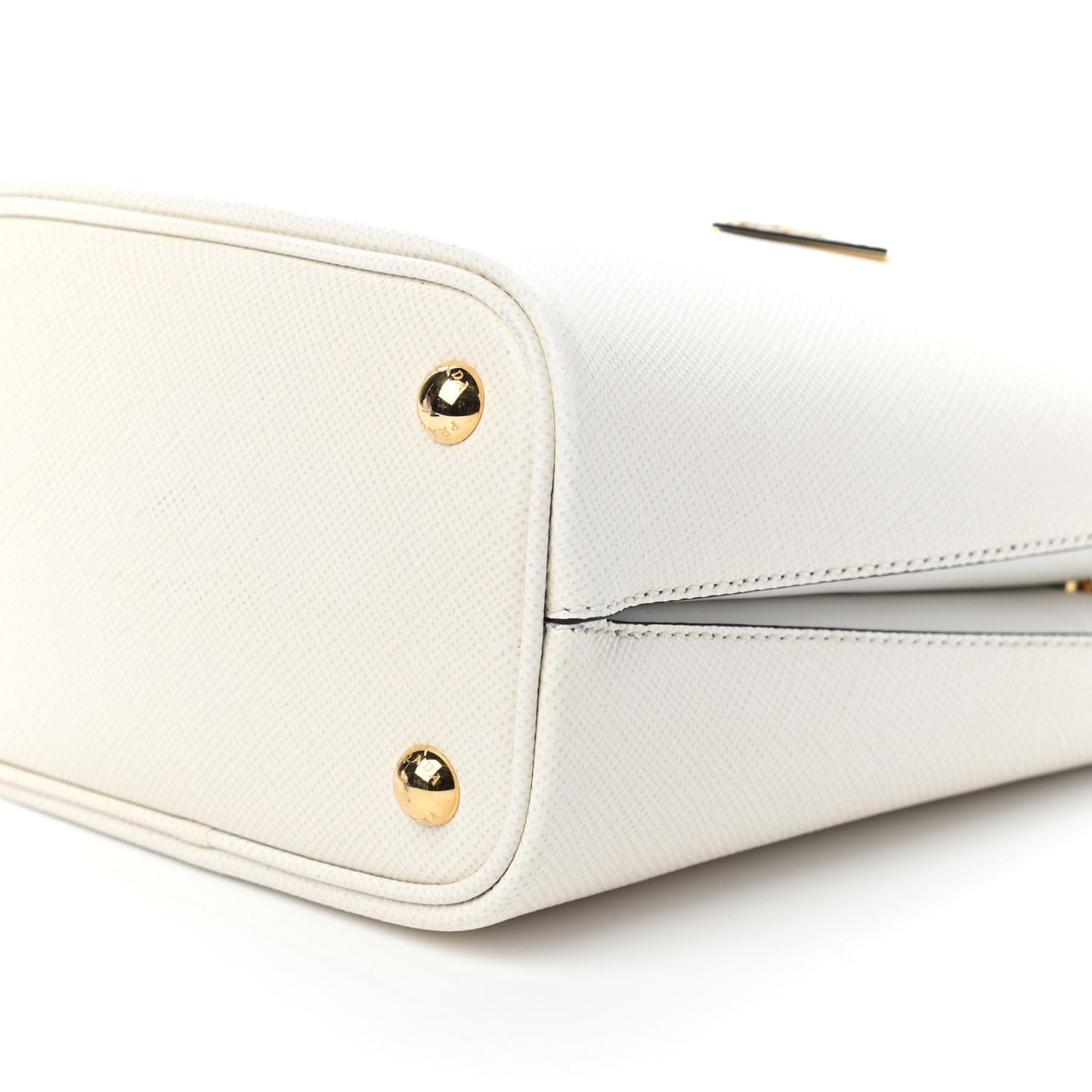 Saffiano Cuir Calfskin Small Panier Bucket Bag White Black