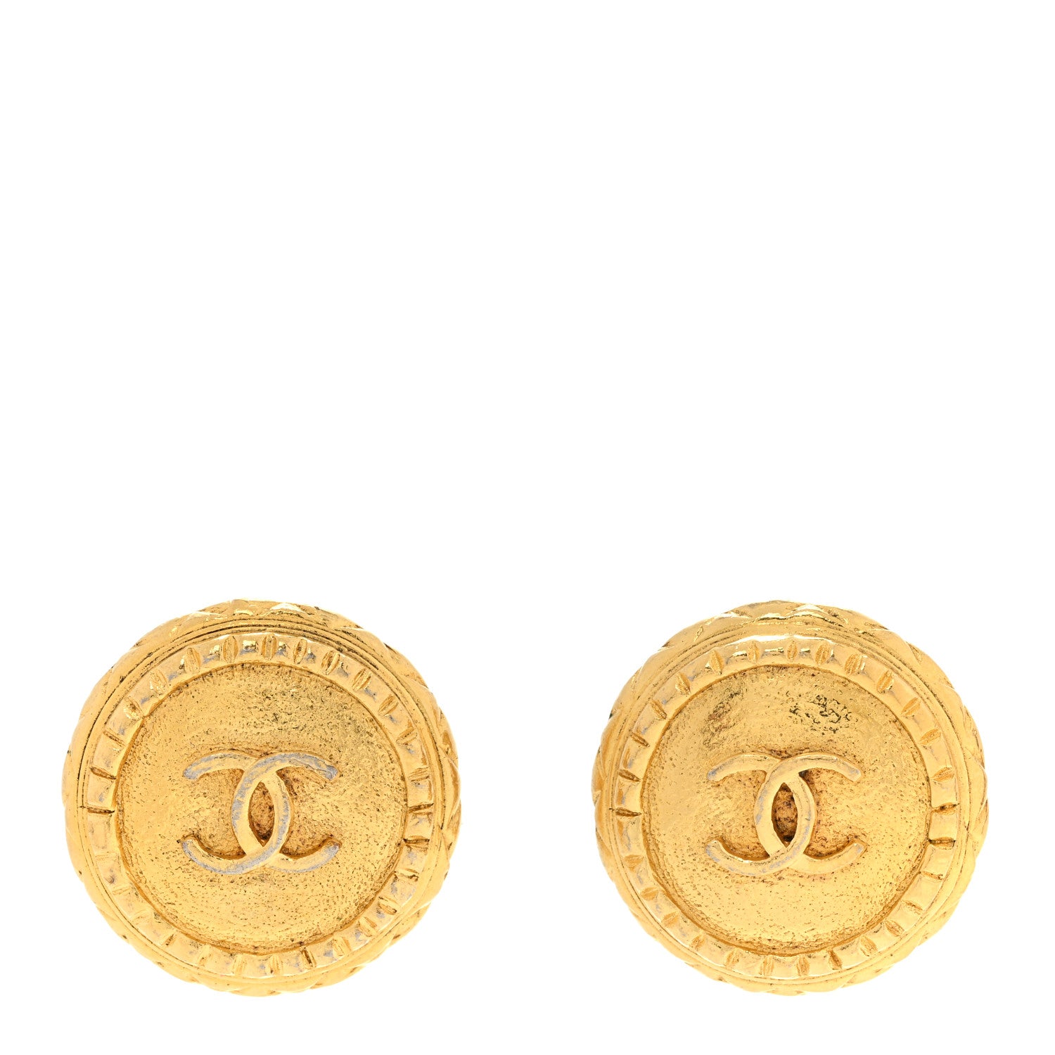 Chanel CC Button Clip On Earrings Gold 1 of 6