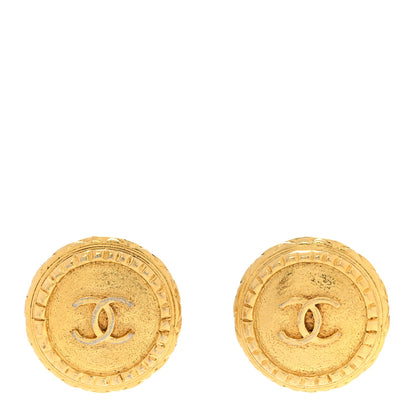Chanel CC Button Clip On Earrings Gold 1 of 6
