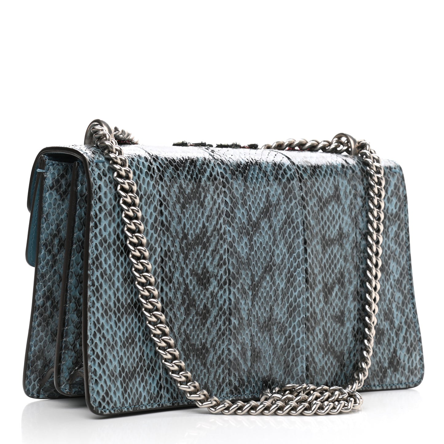 Snakeskin Blind For Love Embroidered Small Dionysus Shoulder Bag Ultramarine Multicolor