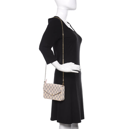Louis Vuitton Damier Azur Pochette Felicie Chain Wallet Rose Ballerine 2 of 10