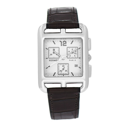 Hermes Stainless Steel Alligator 31mm Cape Cod Chrono Quartz Watch Noir 1 of 5