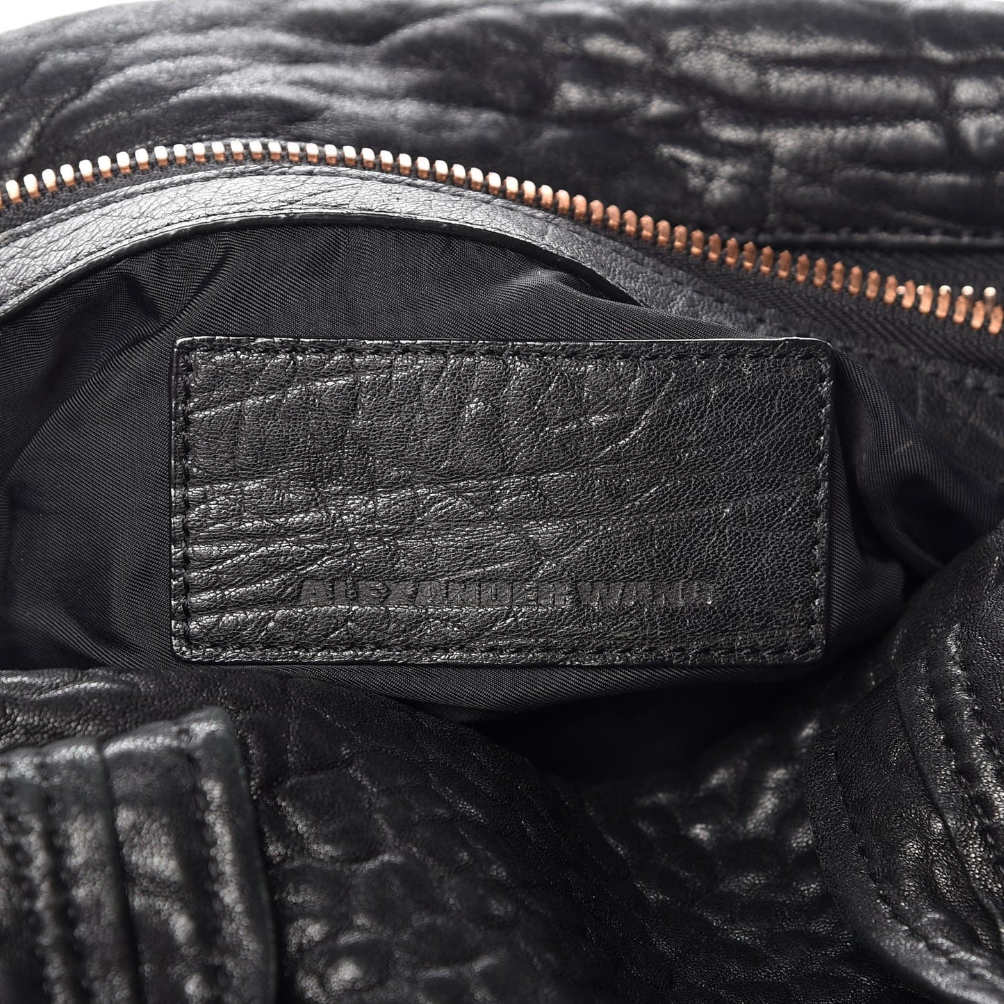 Pebbled Lambskin Rocco Black Rose Gold Hardware