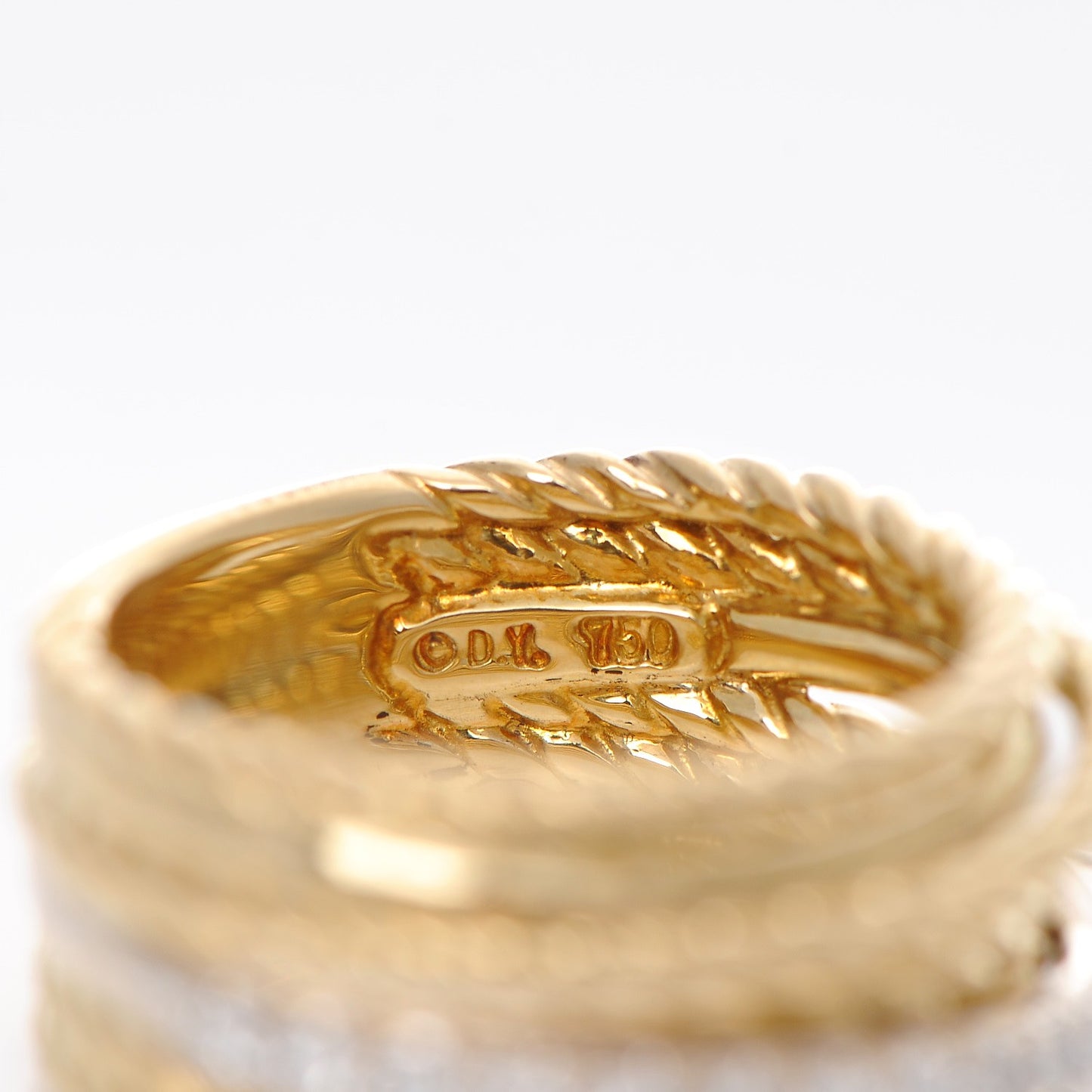 18K Yellow Gold Diamond 11mm Wide Crossover Ring 50 5.5