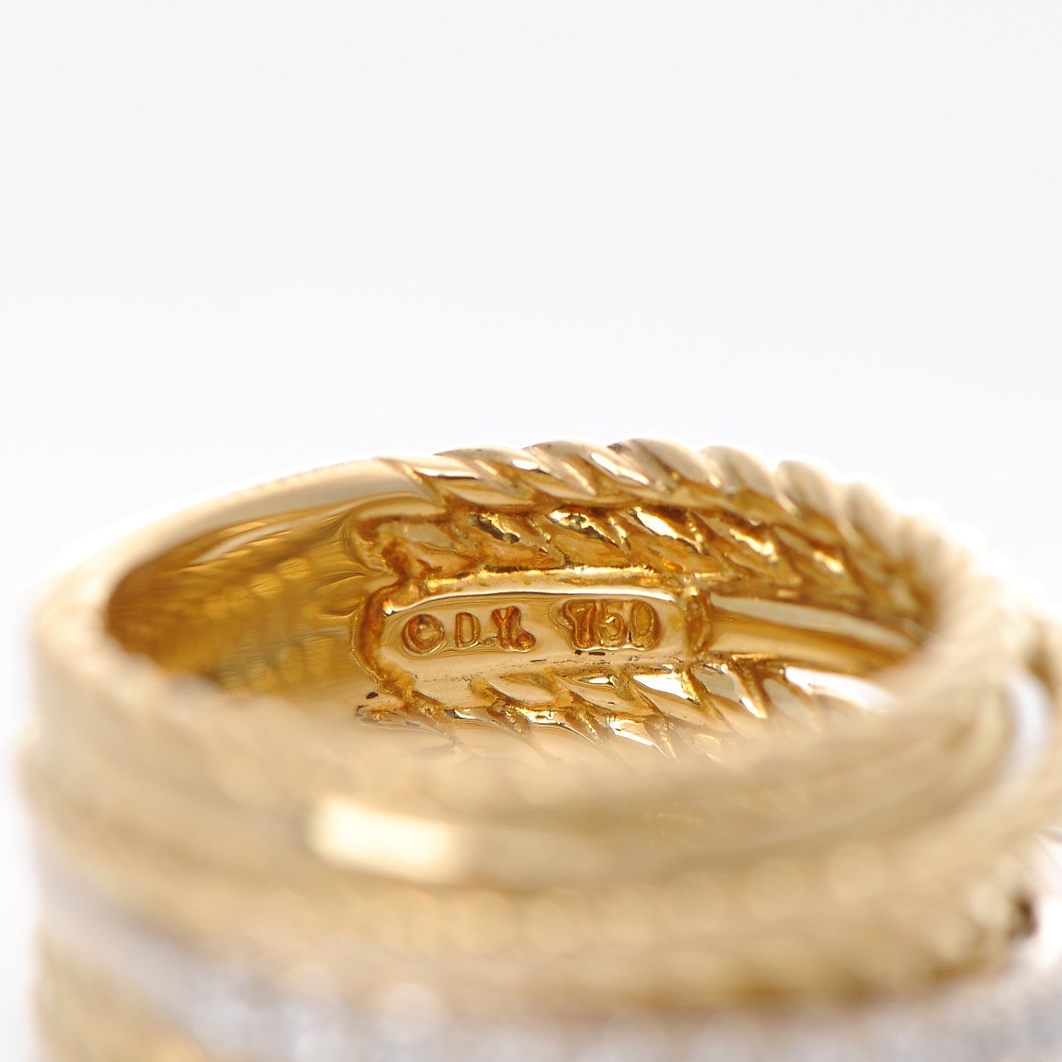 David Yurman 18K Yellow Gold Diamond 11mm Wide Crossover Ring 50 5.5 5 of 5