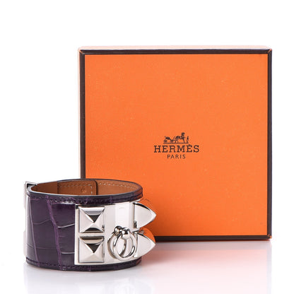 Hermes Shiny Alligator Collier De Chien CDC S Bracelet Amethyst 6 of 6