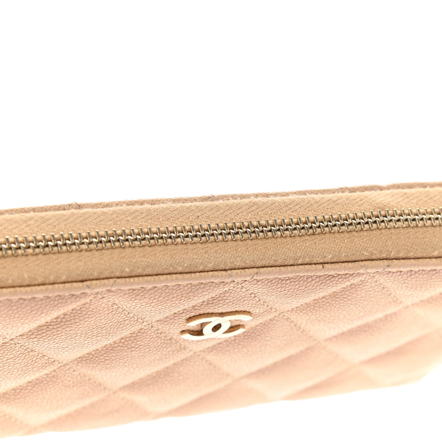 Chanel Iridescent Caviar Quilted Medium Zip Around Wallet Beige 9 of 11
