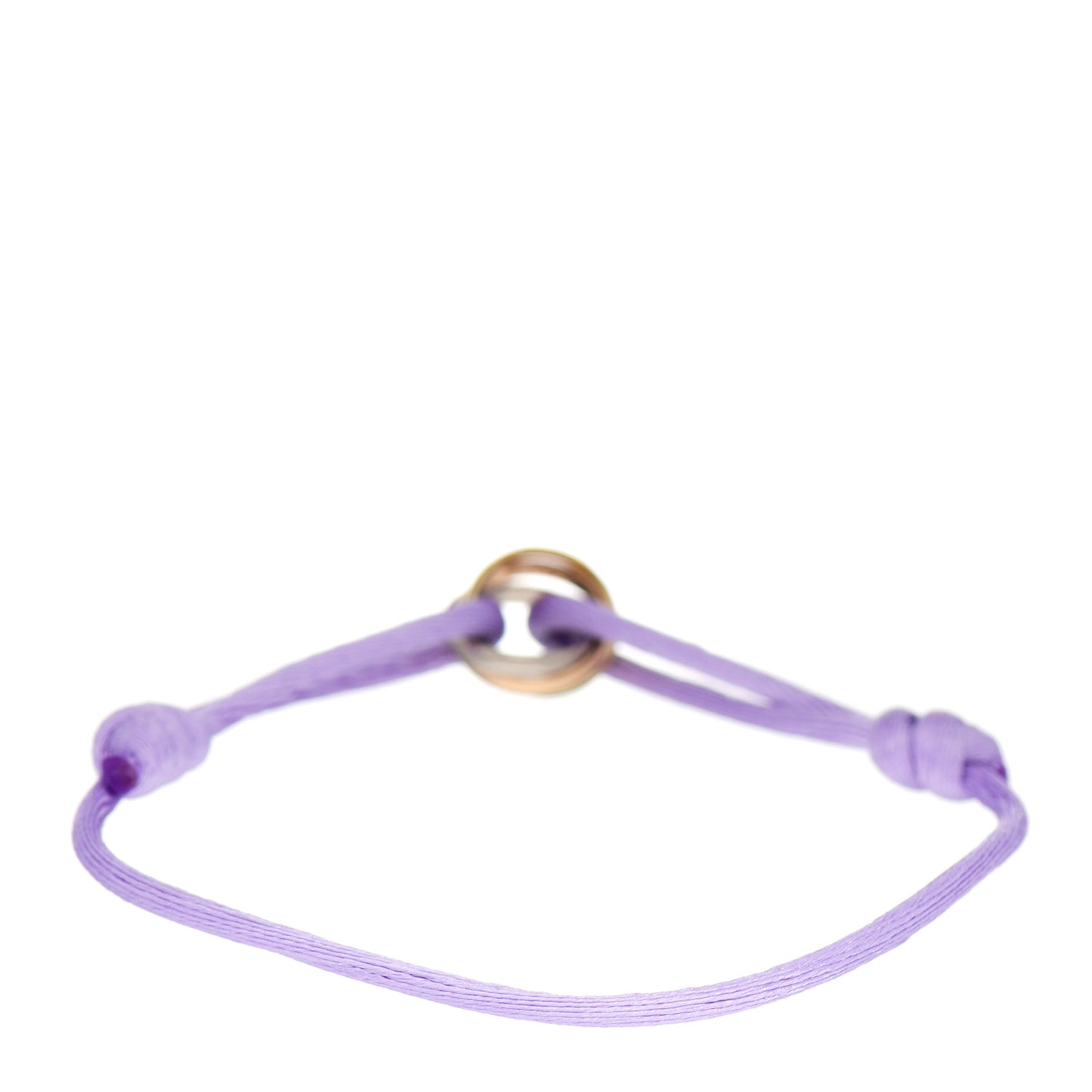 18K Pink Yellow White Gold Trinity Adjustable Cord Bracelet Lilac