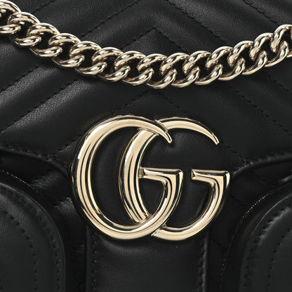 Gucci Calfskin Matelasse Small GG Marmont Multi Pocket Shoulder Bag Black 8 of 10