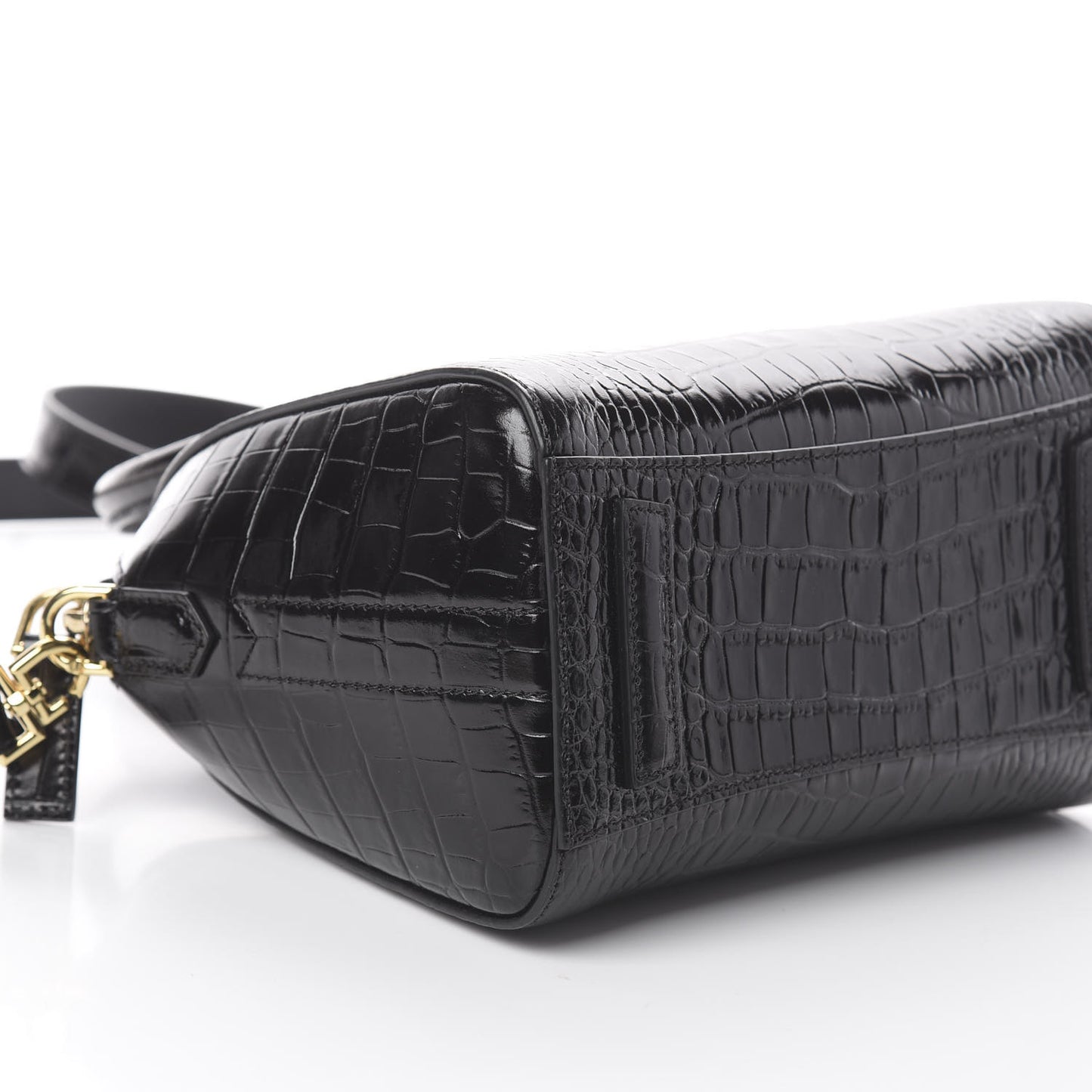 Calfskin Crocodile Embossed Mini Antigona Black