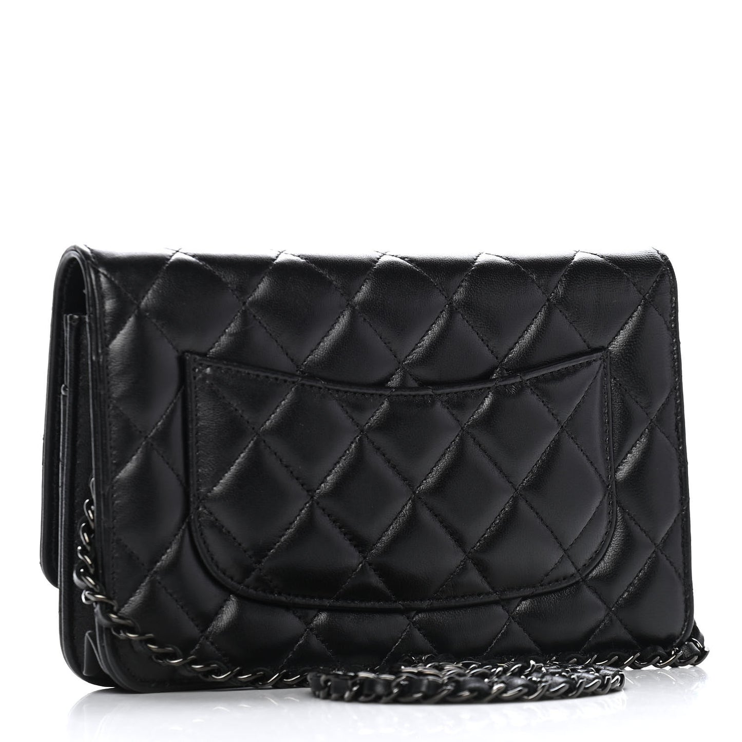 Lambskin Quilted Wallet On Chain WOC So Black