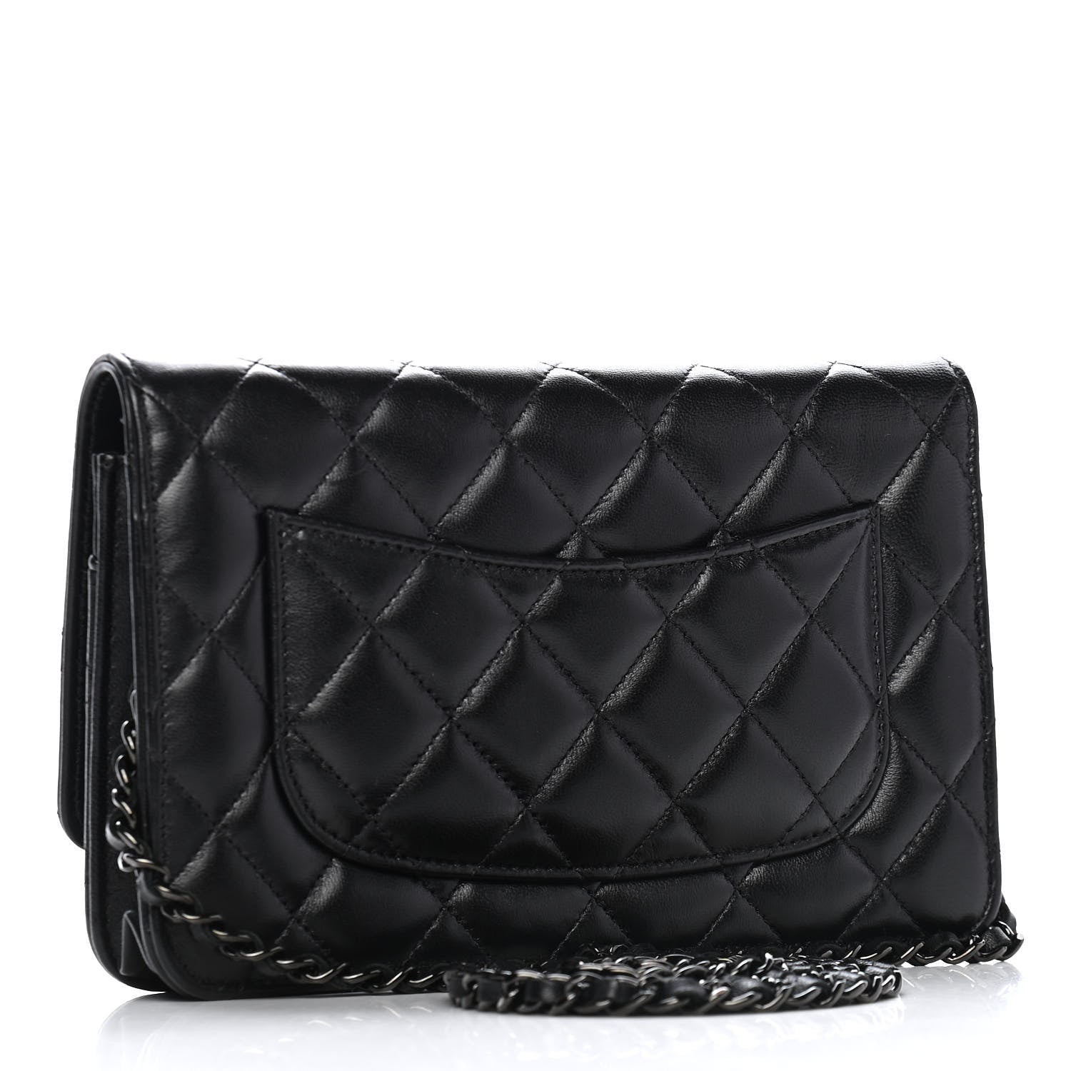 Chanel Lambskin Quilted Wallet On Chain WOC So Black 2 of 9