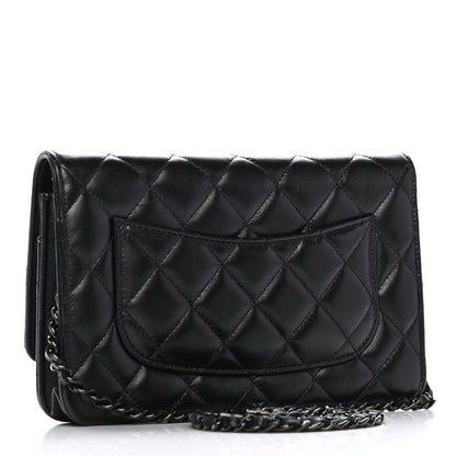 Chanel Lambskin Quilted Wallet On Chain WOC So Black 2 of 9
